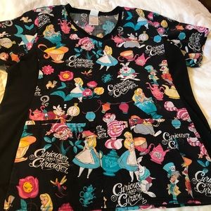 Alice in Wonderland scrub top